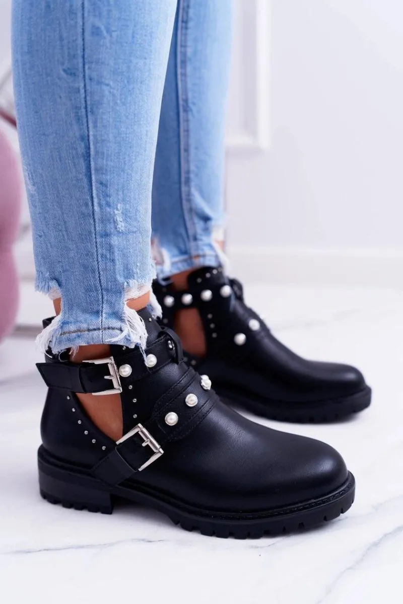 Botki Wiosenne|Brązowe I Beżowe Botki>Boto Czarne Botki z Wycięciami Cadenza