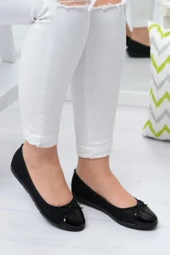 Outlet Boto Czarne Brokatowe Balerinki Slip On Laya