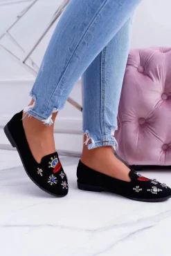 Discount Czarne Damskie Baleriny Naszywki Princess Damskie Baleriny Klasyczne