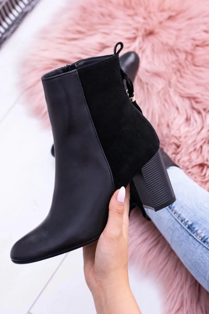 Sale Czarne Damskie Botki Na Słupku 1821 Damskie Botki Na Słupku|Botki Na Obcasie