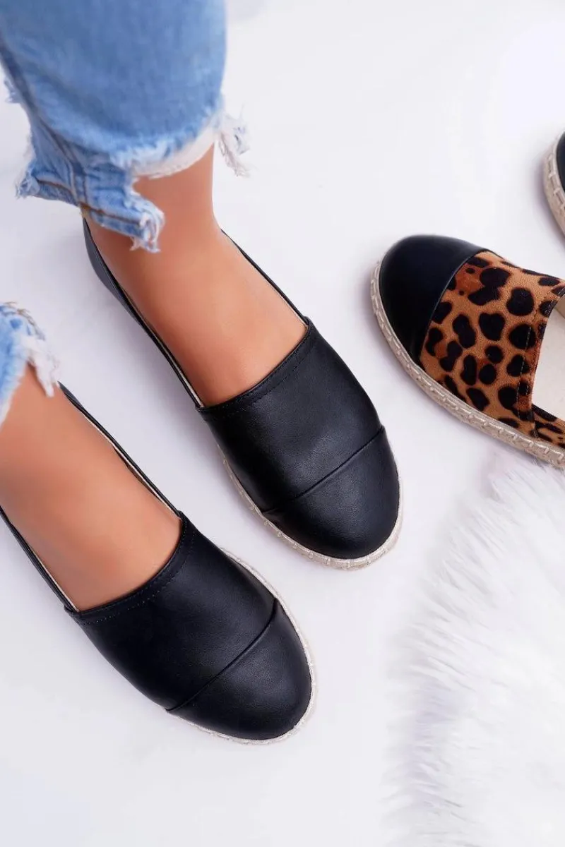 Hot Boto Czarne Damskie Espadryle Flaty