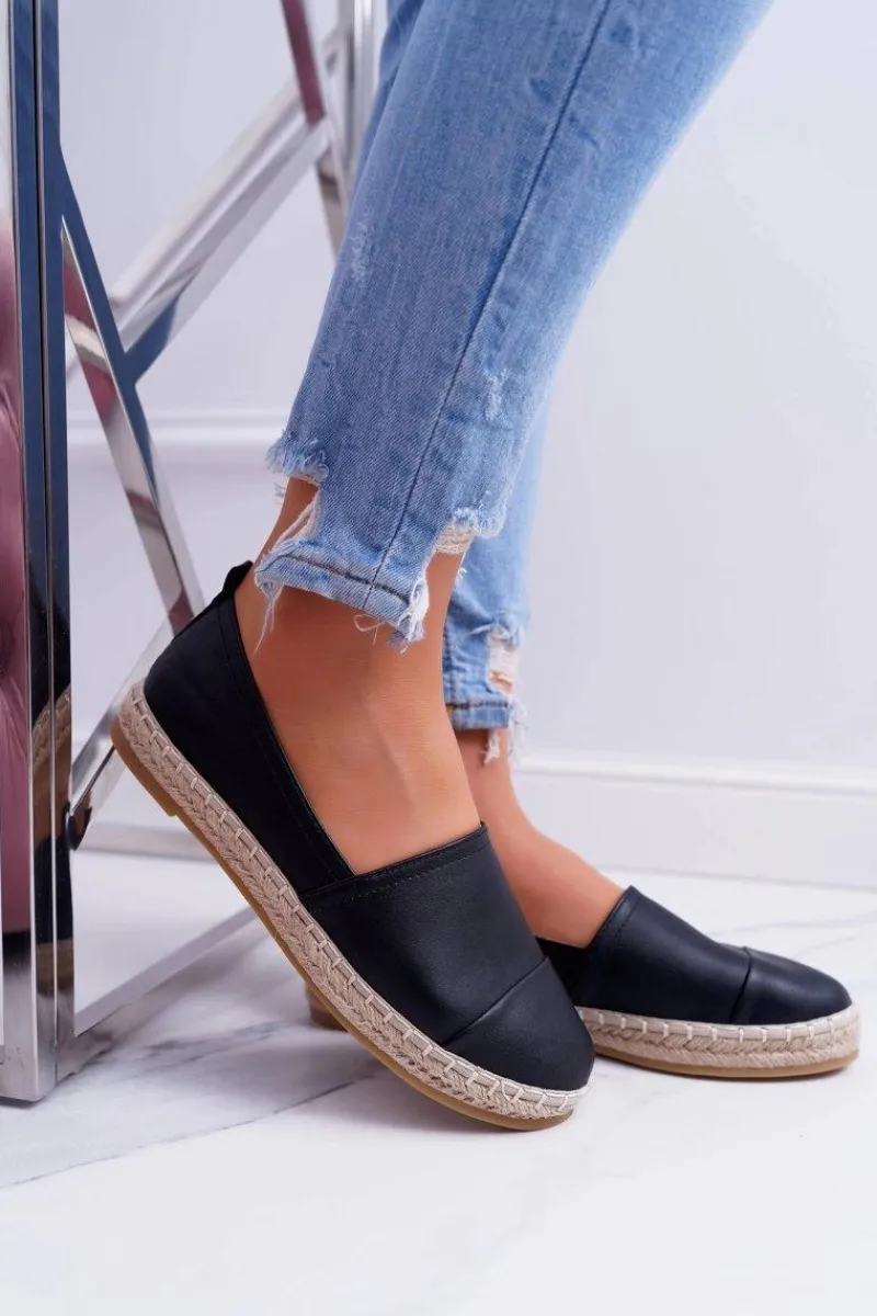 Hot Boto Czarne Damskie Espadryle Flaty