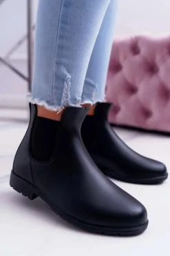 Discount Boto Czarne Damskie Matowe Kalosze Trapery Nabraso