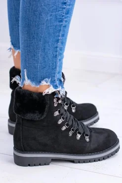 Sale Boto Czarne Damskie Traperki Z Futerkiem Timberki Vices K2