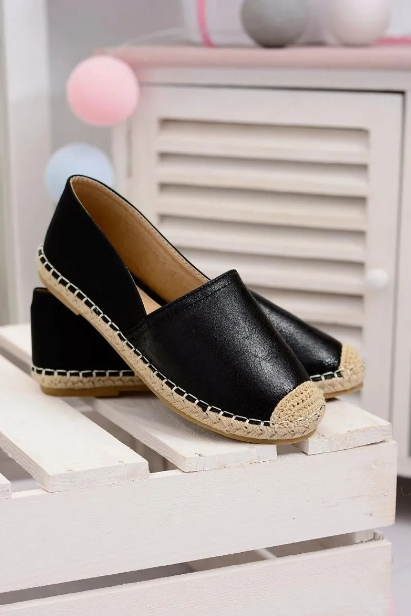Outlet Boto Czarne Damskie Wsuwane Espadryle Paoli