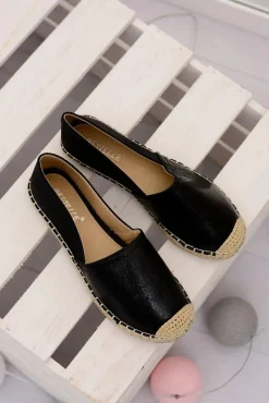 Outlet Boto Czarne Damskie Wsuwane Espadryle Paoli