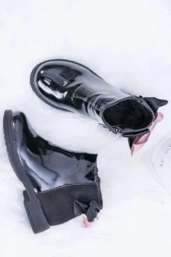 Dziewczęce></noscript>Boto Czarne Dziecięce Botki Ocieplane Z Suwakiem Lakierowane Small Diana