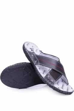 Clearance Boto Czarne Lekkie Skórzane Męskie Klapki Okay