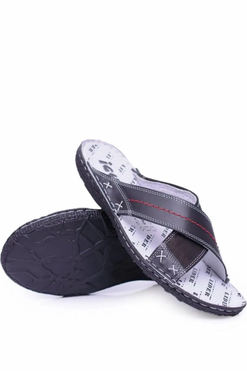 Clearance Boto Czarne Lekkie Skórzane Męskie Klapki Okay