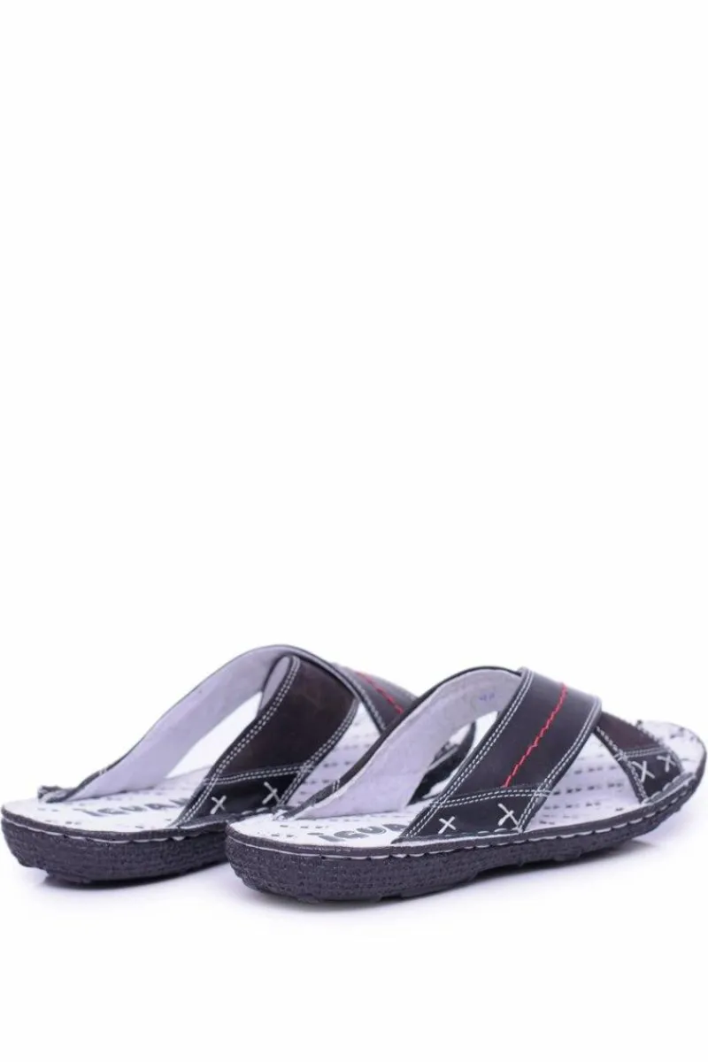 Clearance Boto Czarne Lekkie Skórzane Męskie Klapki Okay