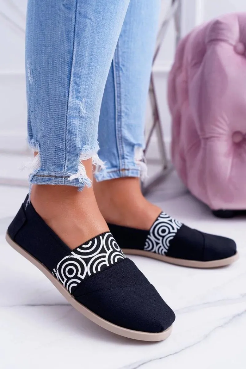 Clearance Boto Czarne Materiałowe Tomsy Slip On Circle