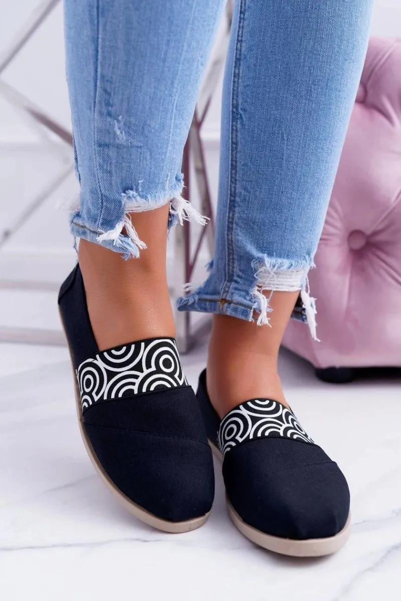 Clearance Boto Czarne Materiałowe Tomsy Slip On Circle