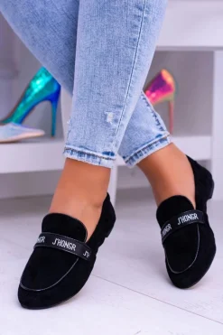 Hot Boto Czarne Mokasyny Damskie Lu Boo Horten