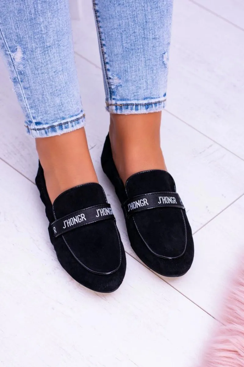 Hot Boto Czarne Mokasyny Damskie Lu Boo Horten