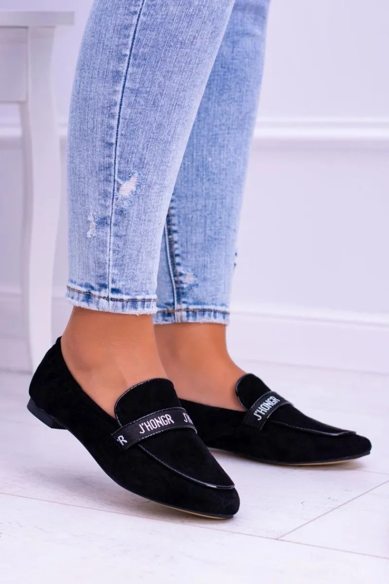 Hot Boto Czarne Mokasyny Damskie Lu Boo Horten