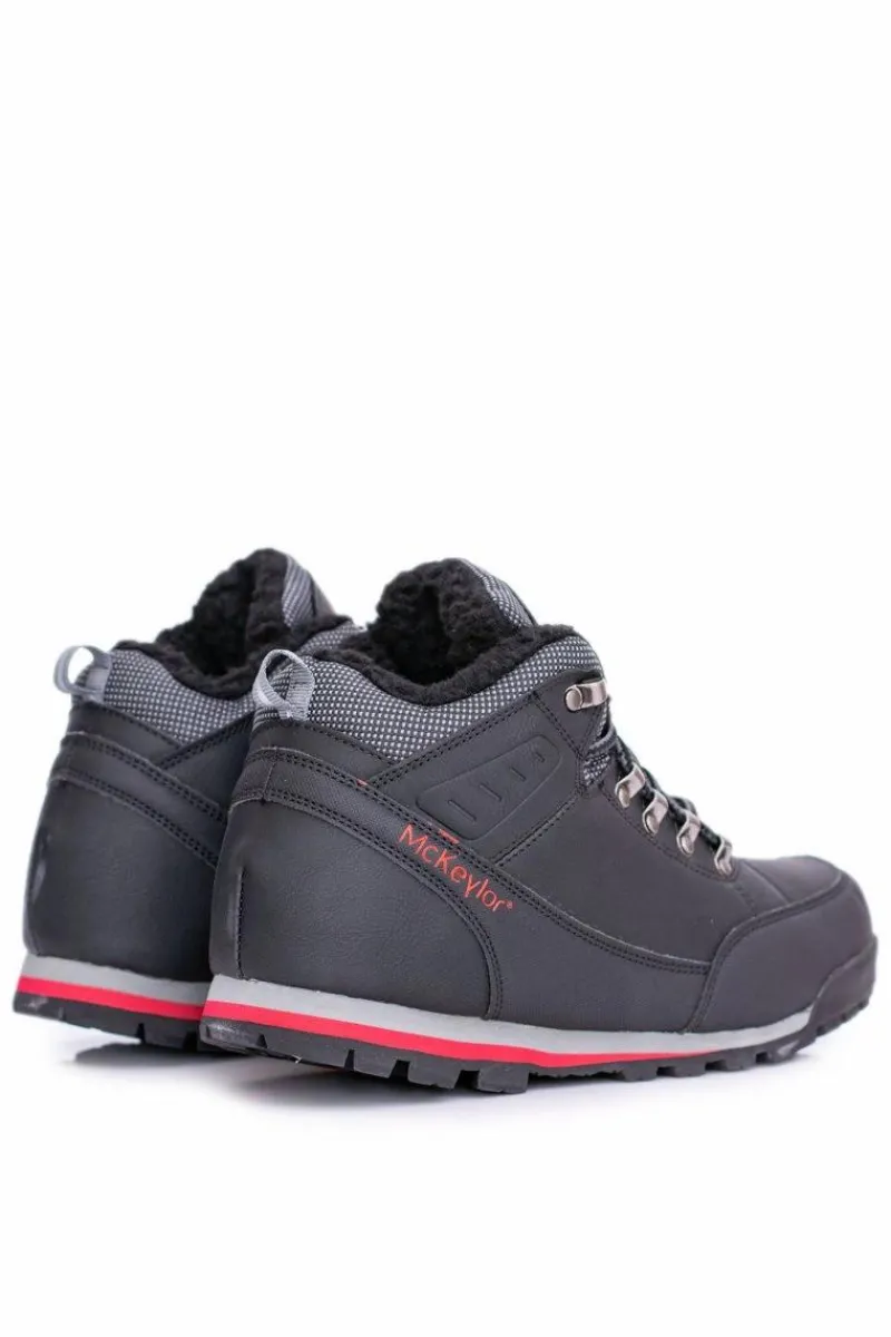 New Boto Czarne Męskie Buty Trekkingowe Ocieplane Polarem Reflex