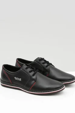 Półbuty Casual>Boto Czarne Skórzane Męskie Półbuty Marko