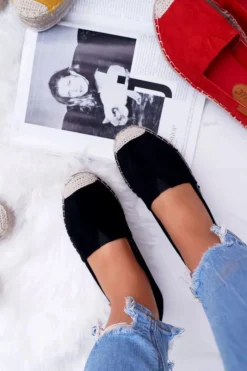 Hot Boto Czarne Wsuwane Zamszowe Espadryle Mariako