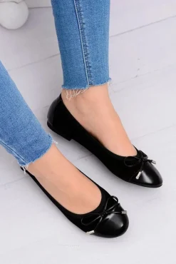 Outlet Boto Czarne Zamszowe Balerinki Z Kokardką Mobi