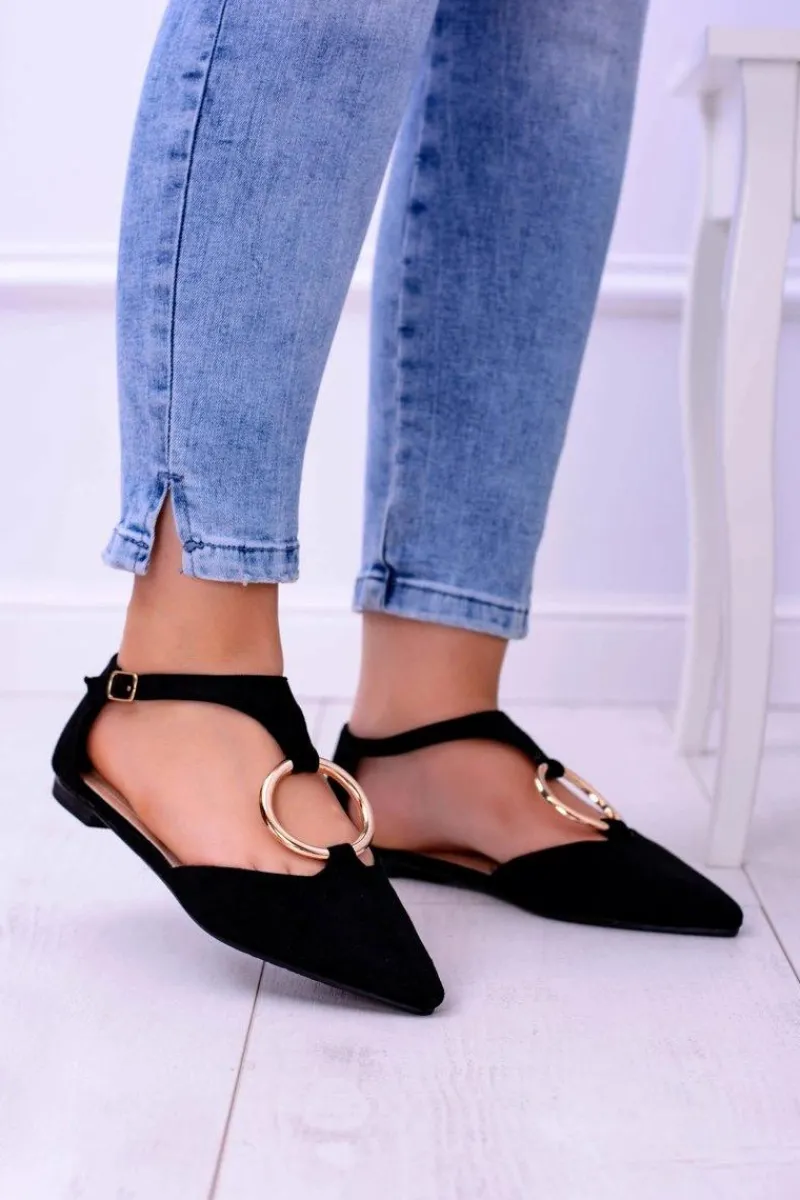 Discount Boto Czarne Zamszowe Balerinki w Szpic Ciao