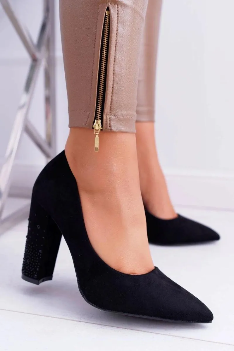 Czółenka Zamszowe|Czółenka Na Słupku>Boto Czarne Zamszowe Czółenka Razor