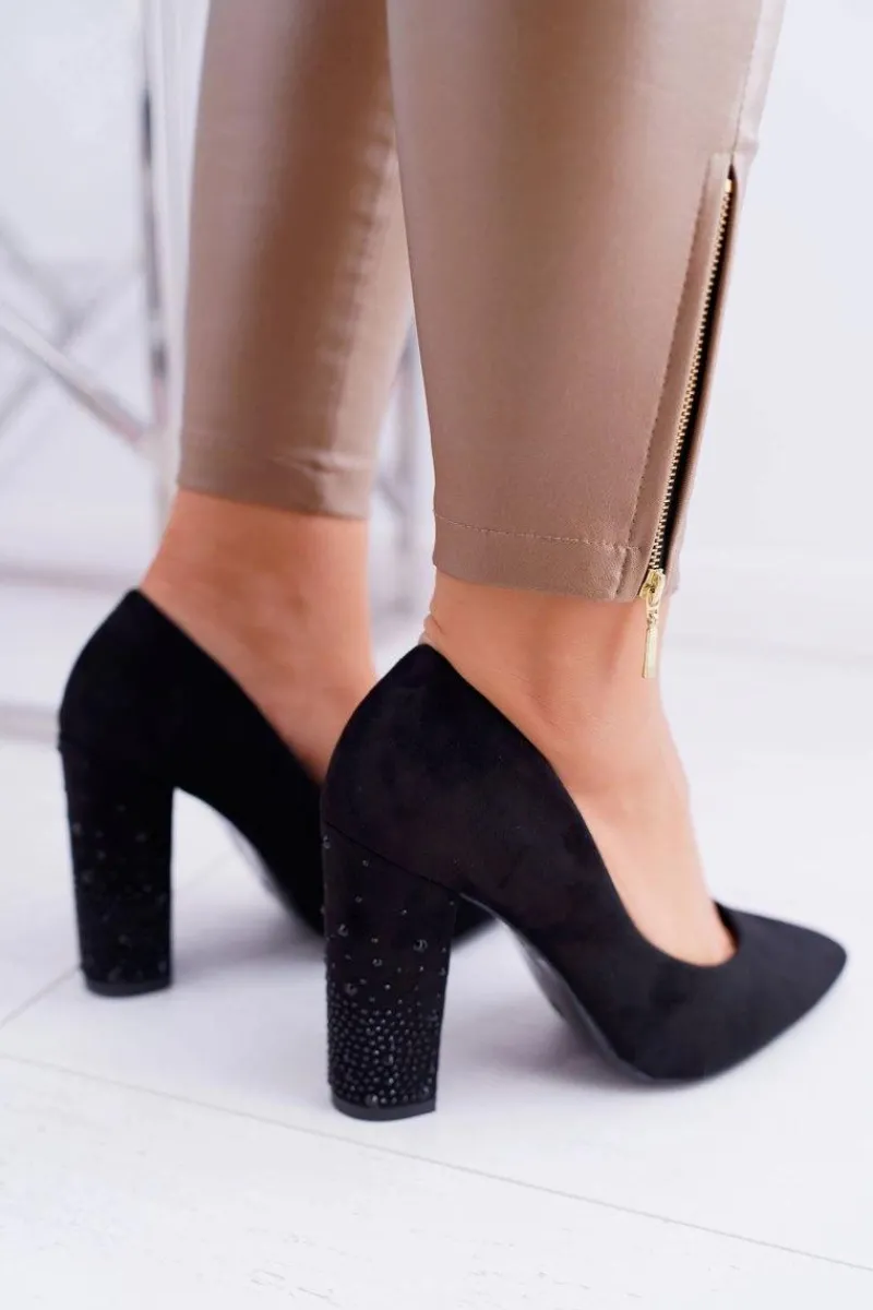 Czółenka Zamszowe|Czółenka Na Słupku>Boto Czarne Zamszowe Czółenka Razor