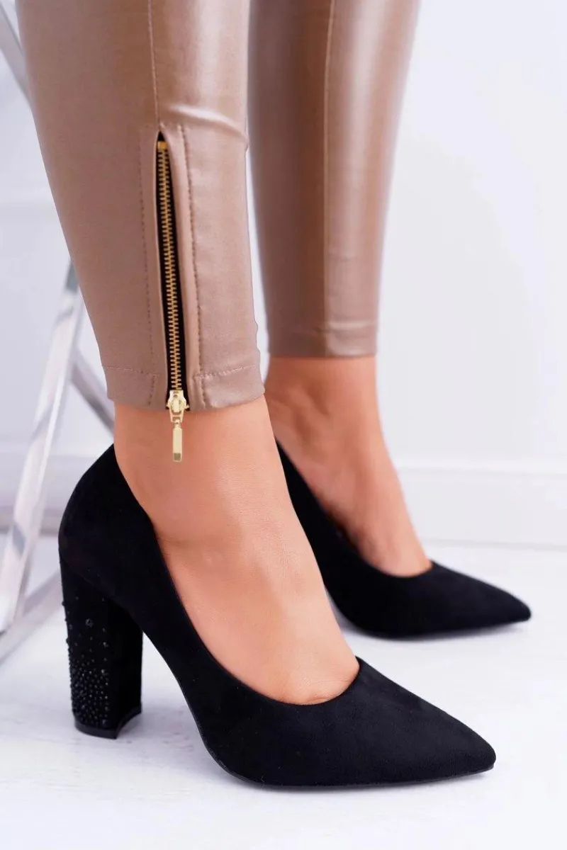 Czółenka Zamszowe|Czółenka Na Słupku>Boto Czarne Zamszowe Czółenka Razor