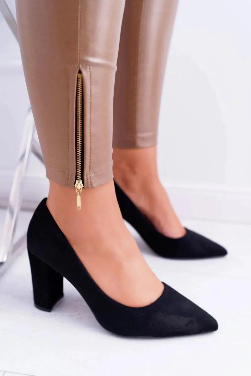 Czółenka Zamszowe|Czółenka Na Słupku>Boto Czarne Zamszowe Czółenka Satisfied