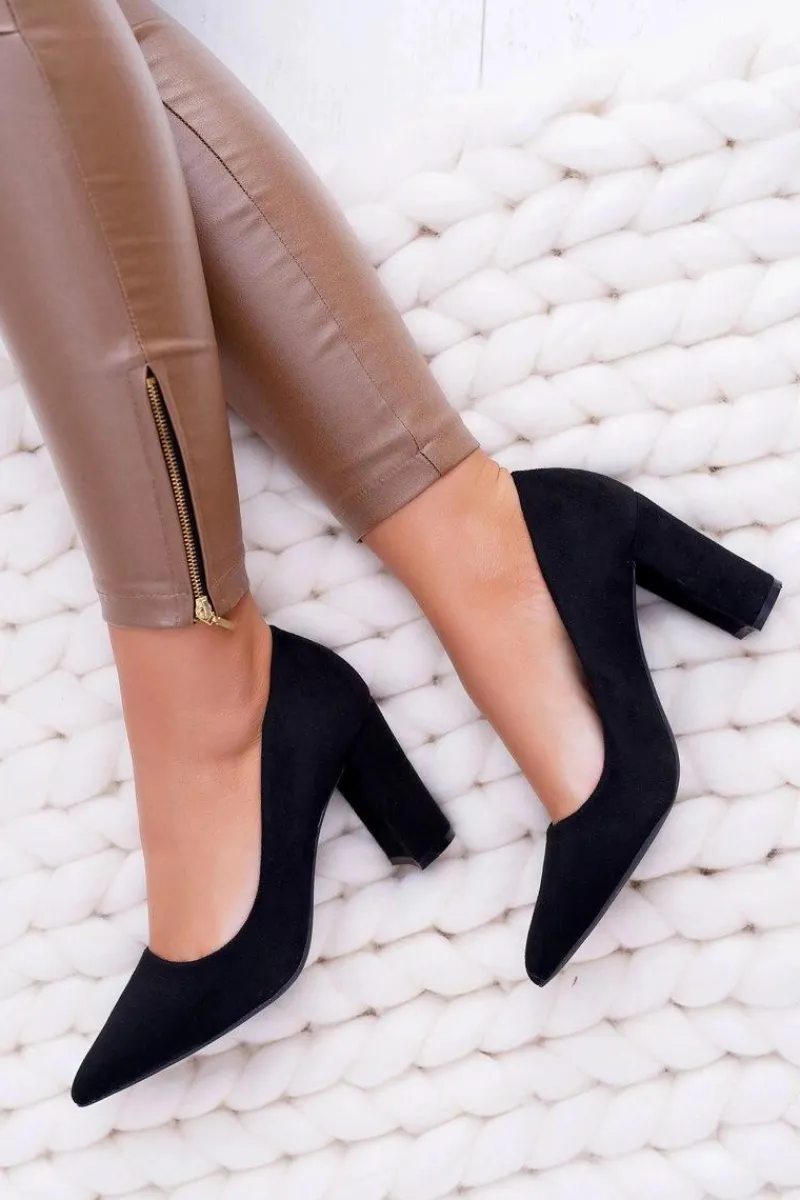 Czółenka Zamszowe|Czółenka Na Słupku>Boto Czarne Zamszowe Czółenka Satisfied