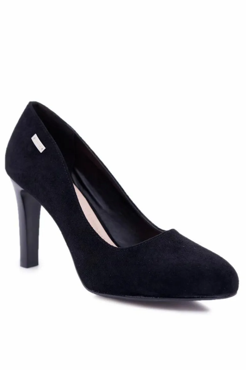 Discount Buty Sergio Leone Czółenka damskie Czarne Na Słupku Zamsz Sergio Leone Campbell