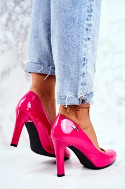 Outlet Czółenka damskie Lakierowane Na Słupku Sergio Leone Fuksja Campbell Damskie Czółenka Na Słupku|Czółenka Klasyczne