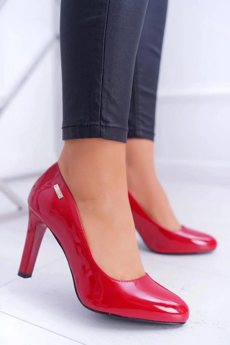 Hot Czółenka Damskie Lakierowane Czółenka Sergio Leone Czerwone Campbell Damskie Czółenka Na Słupku|Czółenka Klasyczne