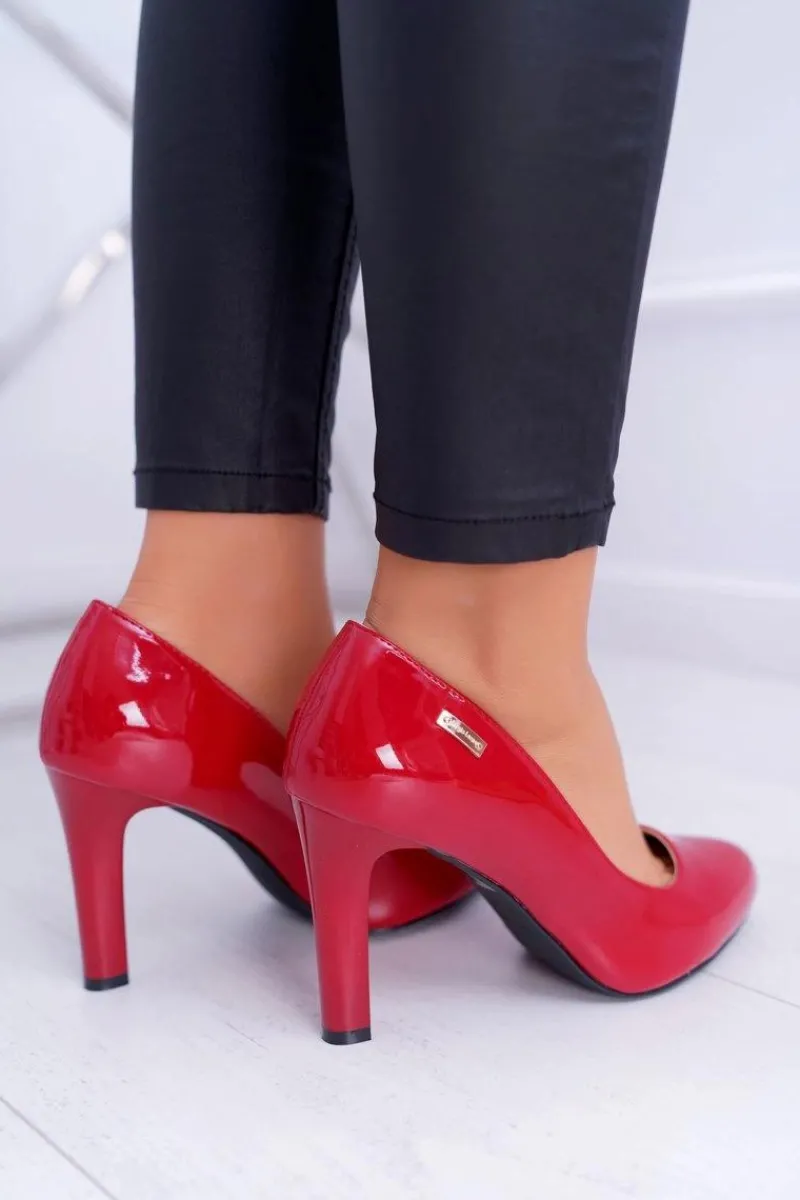 Hot Czółenka Damskie Lakierowane Czółenka Sergio Leone Czerwone Campbell Damskie Czółenka Na Słupku|Czółenka Klasyczne