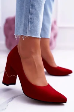 Czółenka Zamszowe|Czółenka Klasyczne>Laura Messi Czółenka Damskie Zamszowe Czerwone 2050 Tiffany