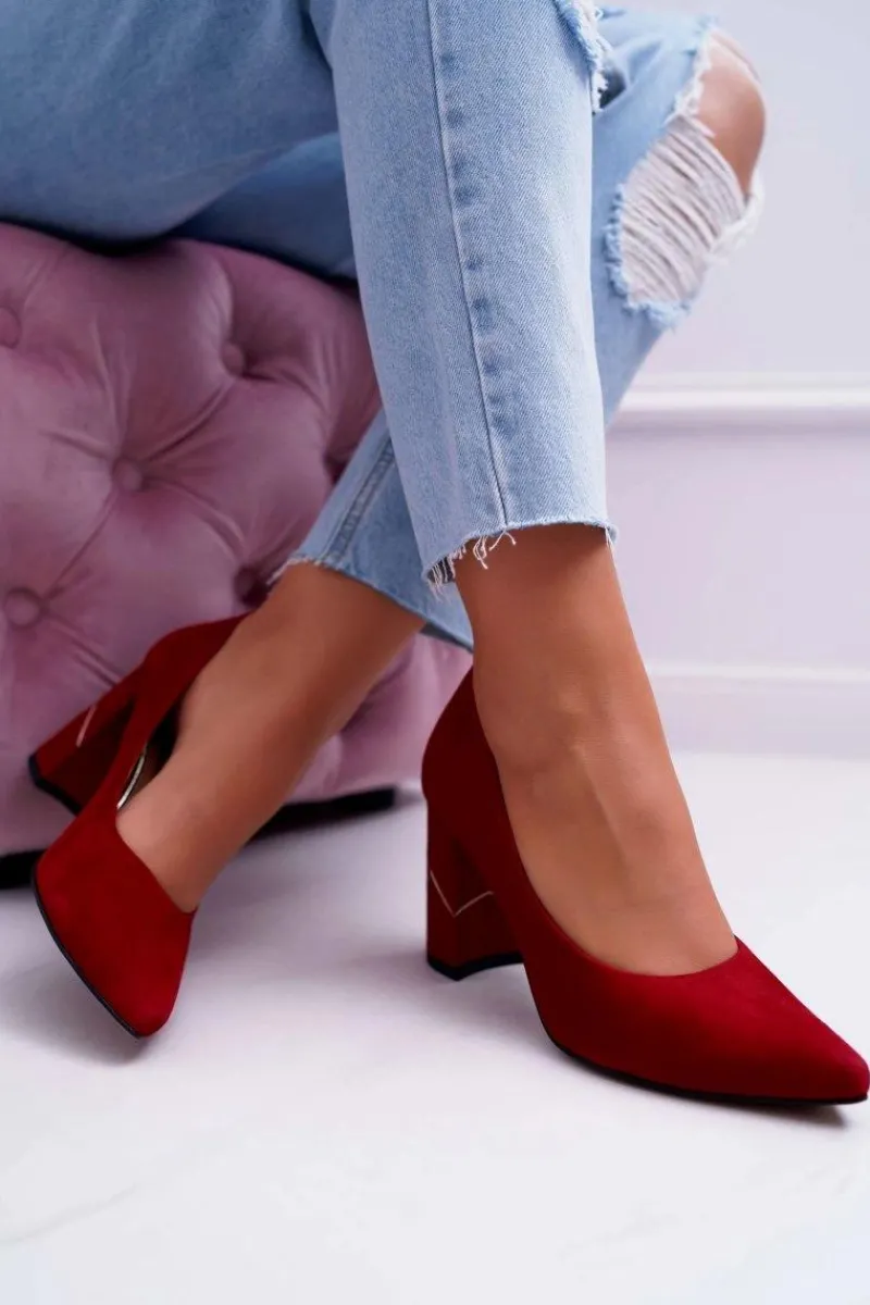 Czółenka Zamszowe|Czółenka Klasyczne>Laura Messi Czółenka Damskie Zamszowe Czerwone 2050 Tiffany