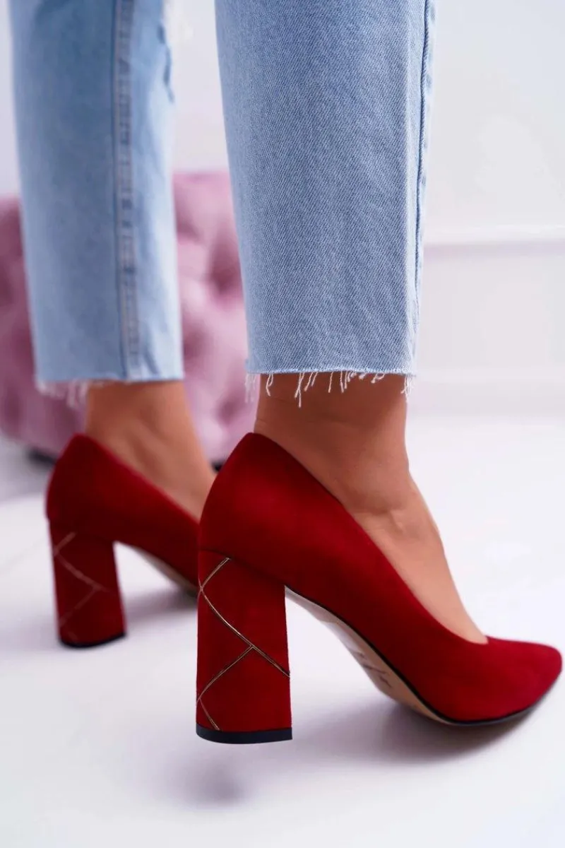 Czółenka Zamszowe|Czółenka Klasyczne>Laura Messi Czółenka Damskie Zamszowe Czerwone 2050 Tiffany