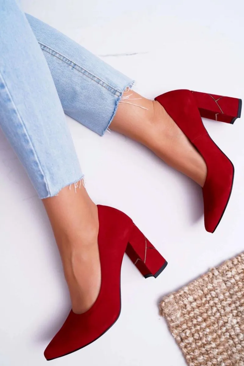 Czółenka Zamszowe|Czółenka Klasyczne>Laura Messi Czółenka Damskie Zamszowe Czerwone 2050 Tiffany