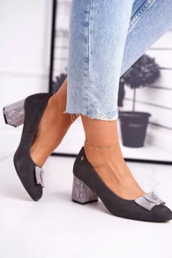 Best Czółenka Damskie Zamszowe Grafitowe 3356A-43/00-1 Damskie Czółenka Zamszowe|Czółenka Klasyczne