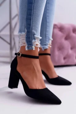 Czółenka Zamszowe|Czółenka Na Słupku>Boto Czółenka Damskie Na Słupku Czarne Grette