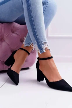 Czółenka Zamszowe|Czółenka Na Słupku>Boto Czółenka Damskie Na Słupku Czarne Grette