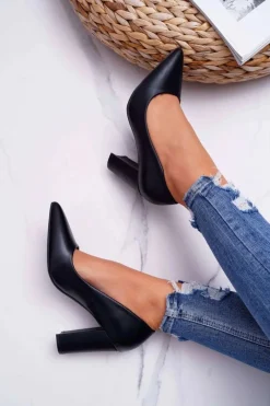 Outlet Czółenka Damskie Na Słupku Czarne Femmini Damskie Czółenka Na Słupku|Czółenka Klasyczne