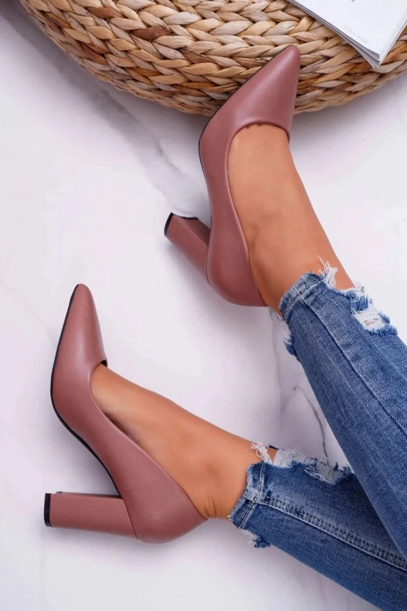 Boto Czółenka Damskie Na Słupku Ciemny Róż Femmini