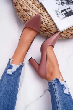 Boto Czółenka Damskie Na Słupku Ciemny Róż Femmini