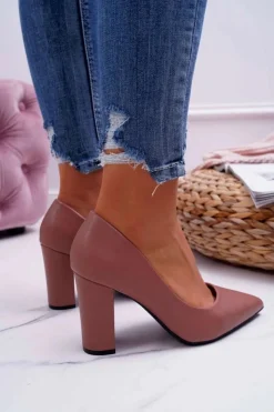 Boto Czółenka Damskie Na Słupku Ciemny Róż Femmini