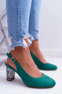 Sale Buty Sergio Leone Czółenka Damskie Na Słupku Galanterki Sergio Leone SK788 Zielone Lati