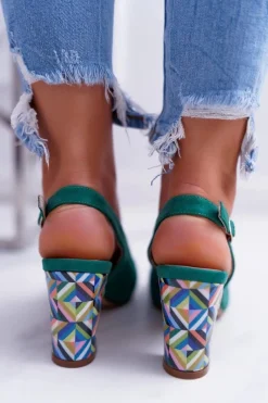 Sale Buty Sergio Leone Czółenka Damskie Na Słupku Galanterki Sergio Leone SK788 Zielone Lati