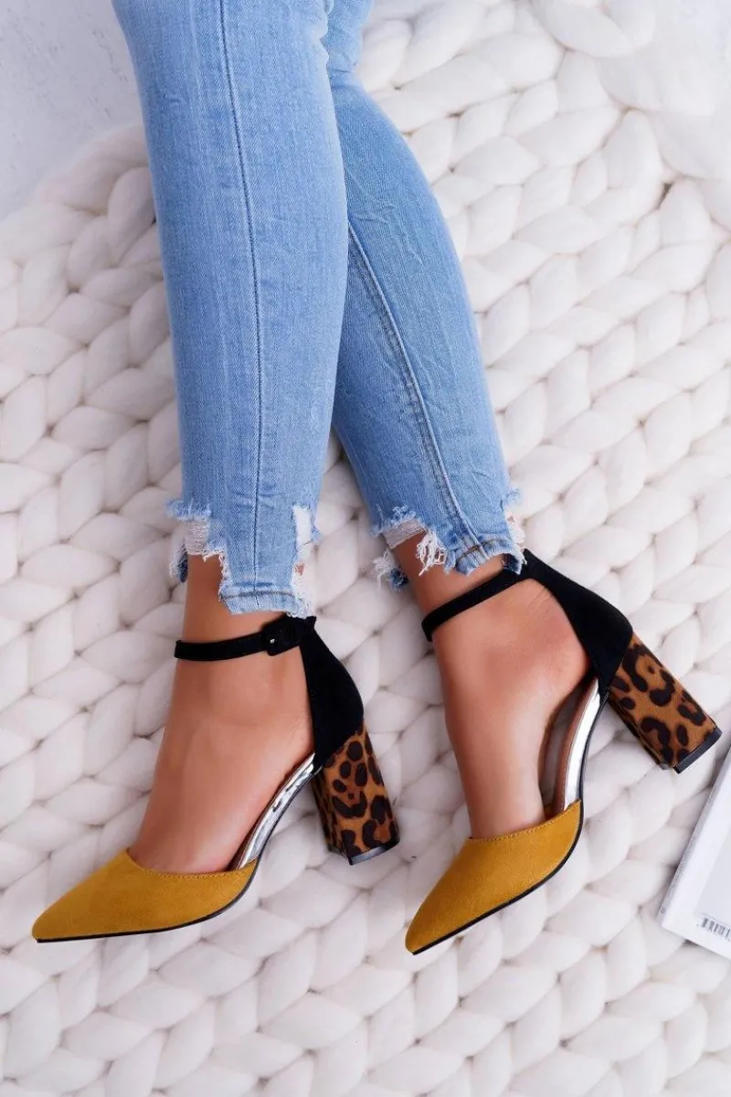 Sale Czółenka Damskie Na Słupku Panterki Żółte Ferri Damskie Czółenka Zamszowe|Czółenka Na Słupku