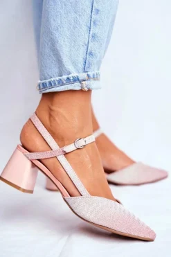 Online Czółenka Damskie Na Słupku Różowe Złoto Alice Damskie Czółenka Na Słupku