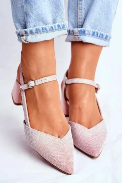 Online Czółenka Damskie Na Słupku Różowe Złoto Alice Damskie Czółenka Na Słupku