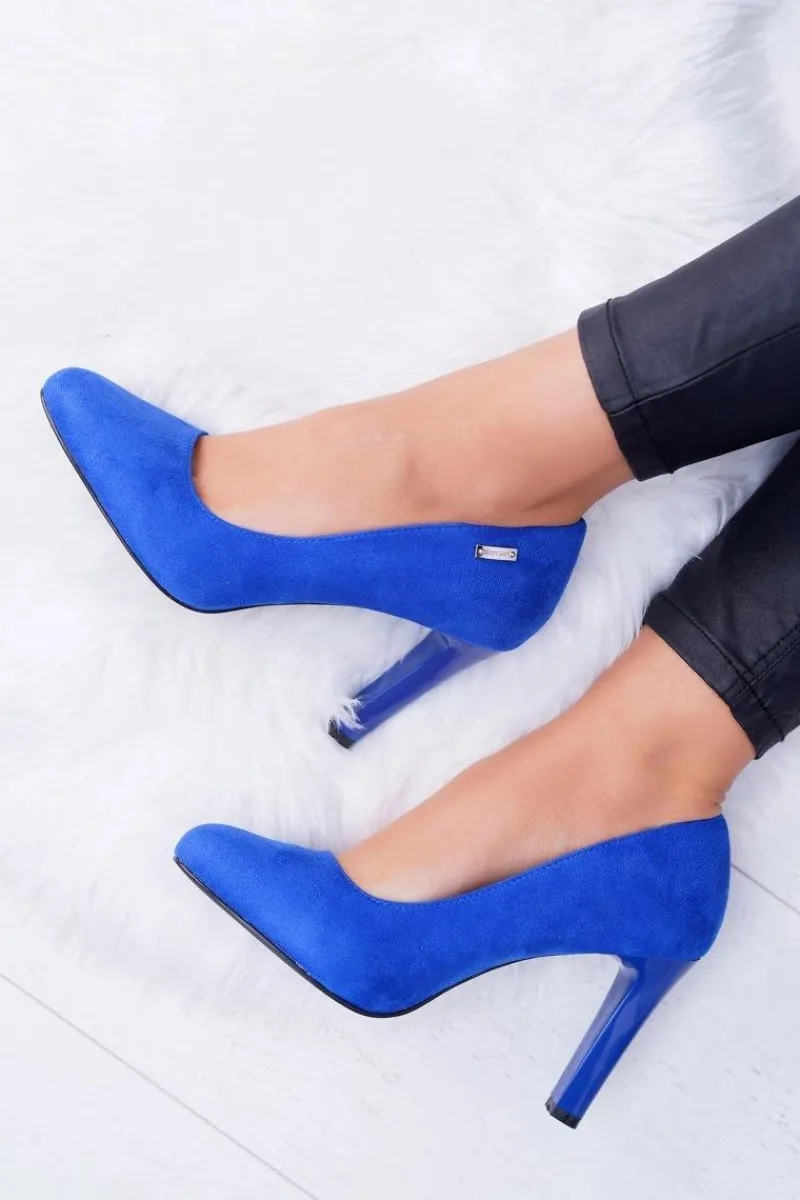 Best Buty Sergio Leone Czółenka damskie Na Słupku Sergio Leone Zamsz Indygo Campbell